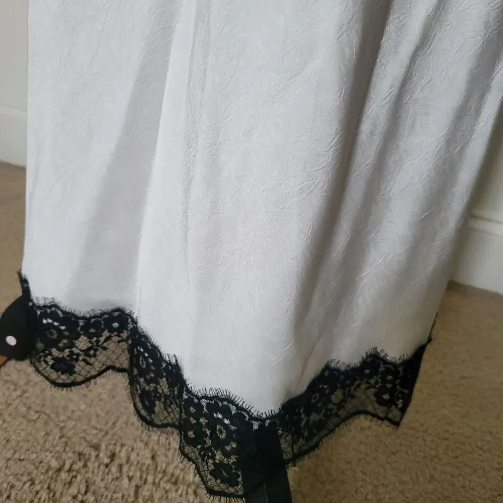 NWT A-new-day Women's White Skirt with Black Lace Hem Size Small